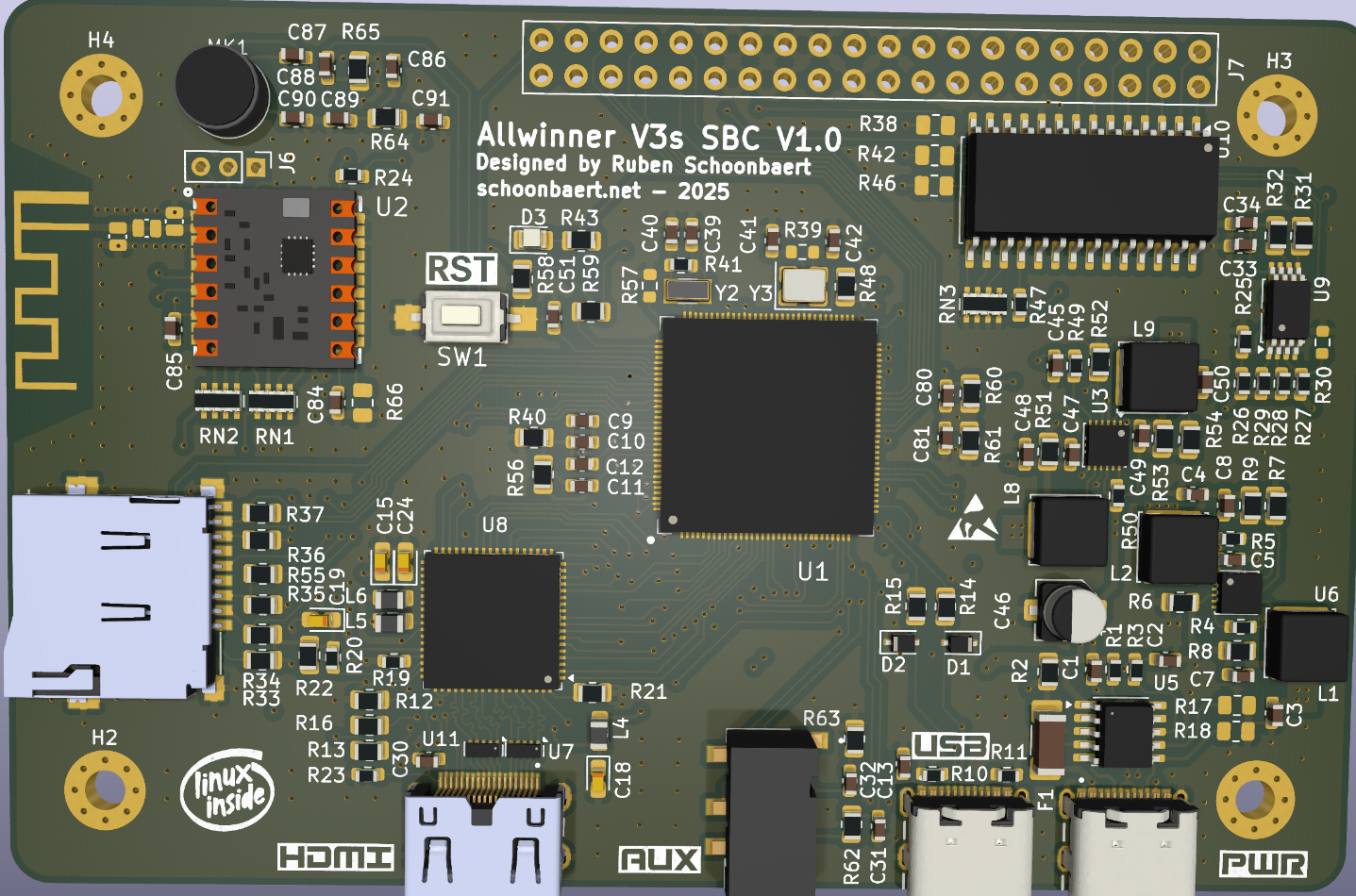 Allwinner V3s Single Board Computer - Project image by Ruben Schoonbaert